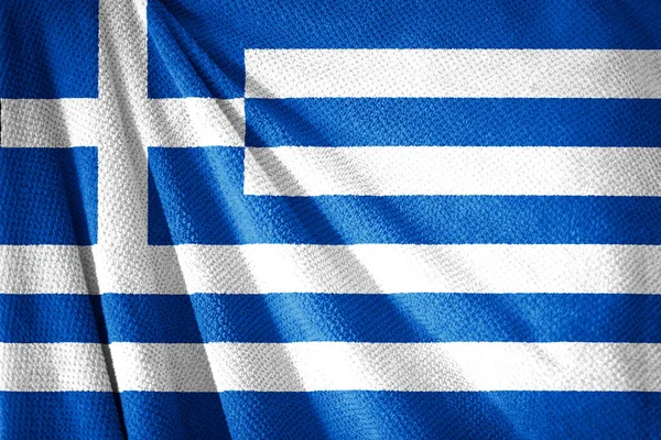 希腊国旗在毛巾表面的图解 国家符号 — 图库照片