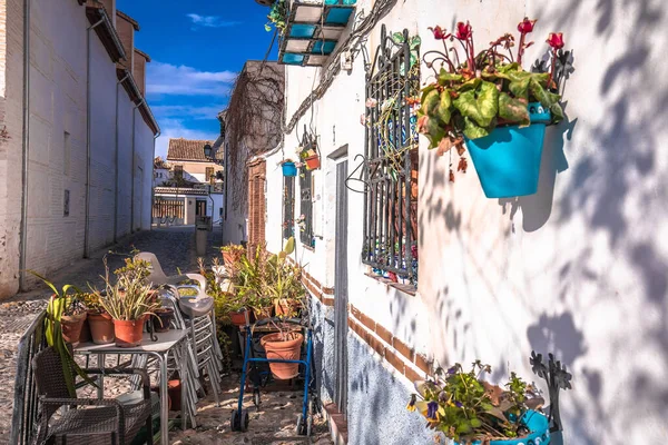 Scenic Street Granada Ancient Albayzin Hood Andalusia Region Spain — Zdjęcie stockowe