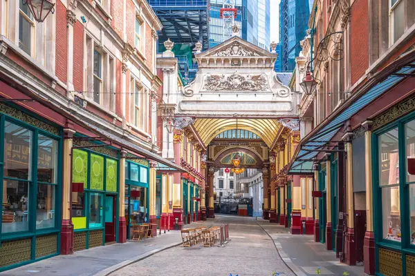 Leadenhall Market Londynie Kolorowy Widok Zabytkową Architekturę Stolica Wielkiej Brytanii — Zdjęcie stockowe