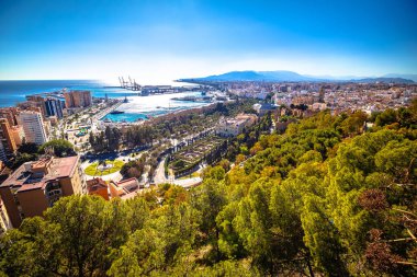Malaga panoramic aerial view from the hill, Andalusia region of Spain