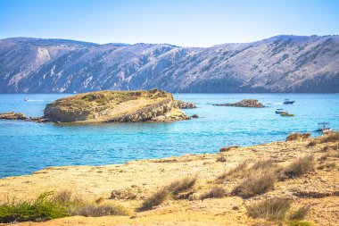 Rab adası manzaralı Lopar 'daki San Marino plajı, Hırvatistan takımadası