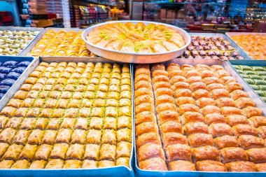İstanbul manzaralı Türk baklava Çarşısı, Türkiye 'nin ünlü gıdası