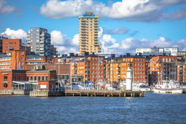 Göteborg şehri rıhtım manzarası, Vastra Gotaland, İsveç