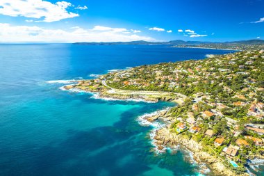 Scenic coastline of French riviera near Sainte Maxime aerial view, southern France clipart