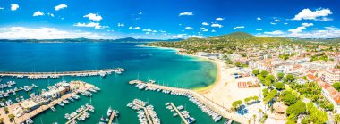 Sainte Maxime beach and coastline aerial panoramic view, south of France clipart