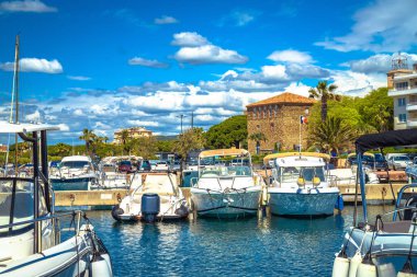 Town of Sainte Maxime waterfront view, south of France riviera clipart