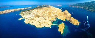 Island of Rab aerial panoramic view from Misnjak, archipelago of Croatia clipart