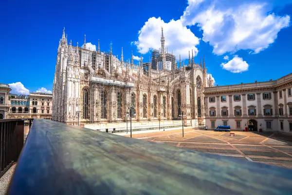 stock image Milan Cathedral and Piazza del Duomo square landmarks view, Lombardy region of Italy