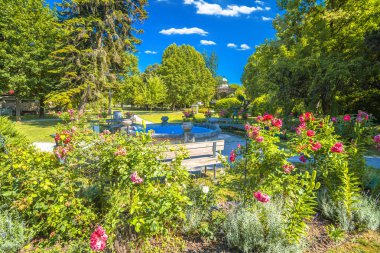 Koprivnica kasabası yeşil park ve pavilyon manzaralı, Hırvatistan 'ın Podravina bölgesi