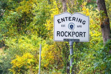 Entering Rockport Massachusetts sign on Cape Ann, United states of America clipart