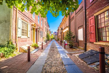 Philadelphia manzaralı Elfreth Sokağı, Pennsylvania eyaleti, ABD
