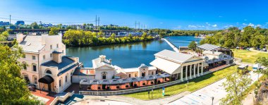 Schuylkill Nehri Fairmount Barajı Philadelphia panoramik manzaralı, Pennsylvania eyaleti, ABD