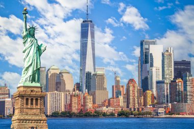 New York City destansı silüeti ve Özgürlük Heykeli, Amerika Birleşik Devletleri manzarası