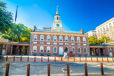 Philadelphia sokak manzaralı Independence Hall tarihi simgesi, Pennsylvania eyaleti, ABD