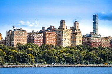 Upper West Side in New York city view from Hudson river, largest city in USA clipart