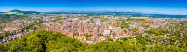 Freiburg şehri manzaralı sokak manzarası, Almanya 'nın Baden Wurttemberg bölgesi
