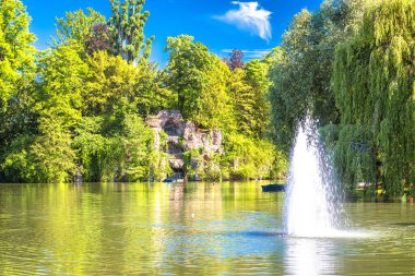 Park de la Orangerie scenic lake in Strasbourg view, Alsace region of France