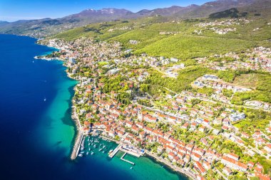 Opatija Riviera waterfront aerial panoramic view, Kvarner bay of Croatia clipart