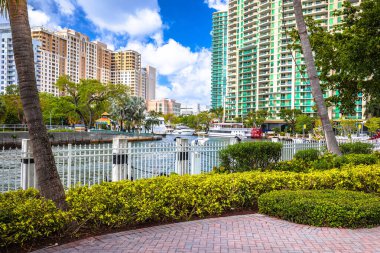Fort Lauderdale riverwalk tourist coastline view, south Florida, United States of America