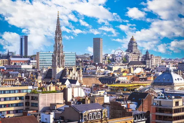 Brüksel şehir merkezinin yukarıdan manzarası, Belçika 'nın başkenti