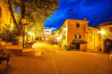 Hill town of Dobrinj on Krk island evening street view, Kvarner region of Croatia