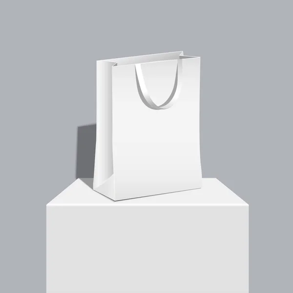 White Shopping Paper Bag Table Vector Element Mockup — Stock Vector