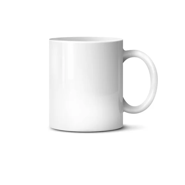 白い背景に隔離された白い現実的なカップ Mock Upのベクトルテンプレート ベクターイラスト — ストックベクタ