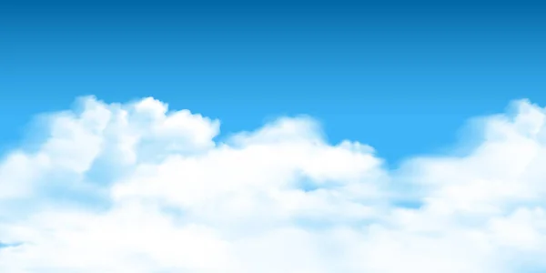 Cielo Nuboso Blanco Realista Paisaje Nuboso Sobre Fondo Azul Nubes — Vector de stock
