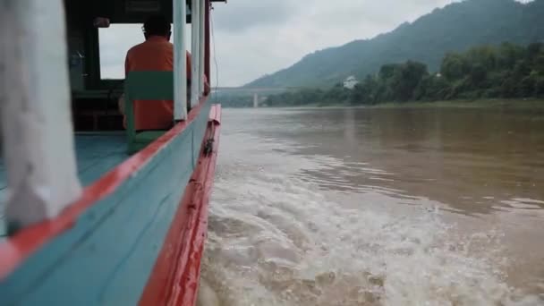 Segling Mekong Floden Luangprabang Norr Lao — Stockvideo