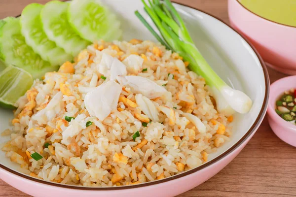 Crab Meat Fried Rice Ready Dish Eating — Stock Photo, Image