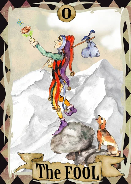 Tarot Major Arcanas Vintage Stil Akvarell Kort Royaltyfria Stockbilder