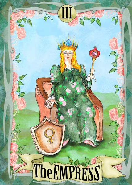 Tarot Major Arcanas Vintage Stil Akvarell Kort Royaltyfria Stockbilder