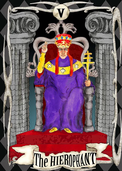 Tarot Major Arcanas Vintage Stílusú Akvarell Kártyák Stock Kép