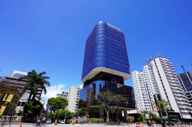 SAO PAULO, BRAZIL - 27 Kasım 2022: Yapılandırma Santa Catarina Binası, Paulista Bulvarı, Sao Paulo, Brezilya