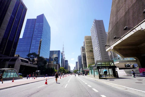 Sao Paulo Brasil Novembro 2022 Avenida Paulista Com Estação Trianon — Fotografia de Stock