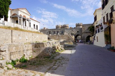 RHODES, GREECE - MAY 11, 2022: Old fortifications of Rhodes City, Greece. Unesco world heritage site.