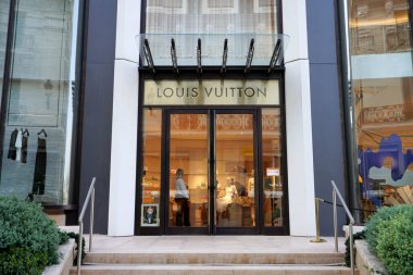 MONTE CARLO, MONACO - JUNE 18, 2022: Facade of Louis Vuitton store in Monte Carlo, Monaco. Louis Vuitton is a French luxury fashion house and company founded in 1854 by Louis Vuitton.