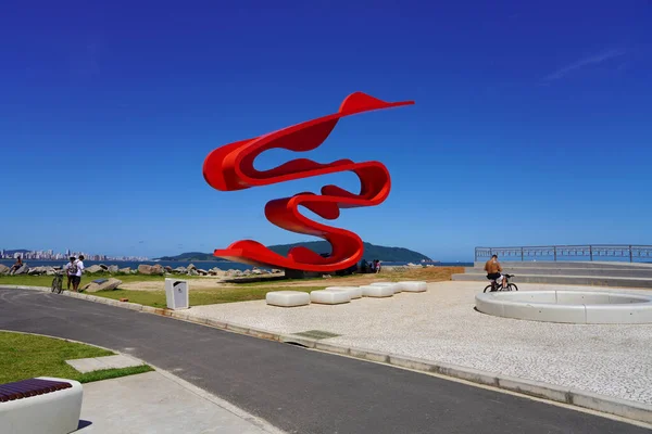 stock image SANTOS, BRAZIL - MARCH 16, 2023: Marine Outfall or Emissario Submarino in Santos, Monument in honor of 100 years of Japanese immigration in Brazil