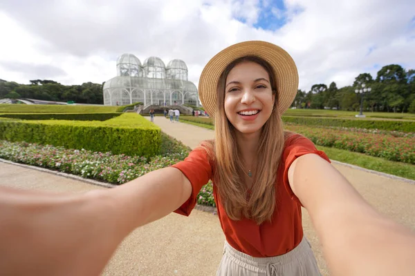 Selfie Girl Botanical Garden Curitiba Parana Brazil — стокове фото