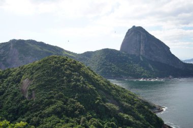 Urca Hill, Rio de Janeiro 'dan tırmanan teleferikli Sugarloaf Dağı, UNESCO Dünya Mirası, Brezilya