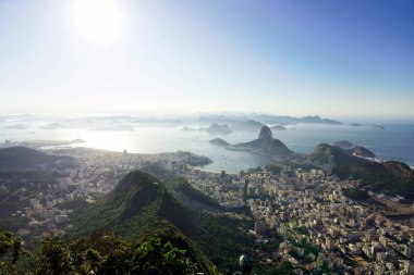 Amazing aerial view of Rio de Janeiro with famous Guanabara Bay from Corcovado mountain in Rio de Janeiro, Brazil clipart