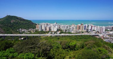 Terceira Ponte Köprüsü, Espirito Santo, Brezilya ile Vitoria metropolitan bölgesinin panoramik manzarası