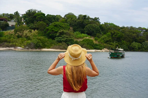 Vakantie Zuid Amerika Achteraanzicht Van Het Toeristische Meisje Vitoria Espirito — Stockfoto