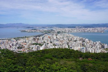 Florianopolis, Santa Catarina, Brezilya 'nın metropolitan alanının havadan görüntüsü