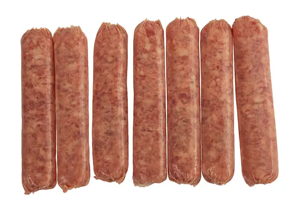 Raw Breakfast Sausage Links Isolated White Background — Stock Photo, Image