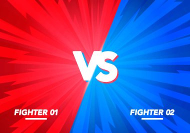 Vector Illustration Versus screen. Vs Fight background for battle, competition and game. red vs blue fighter. clipart
