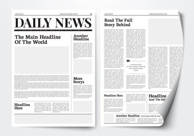 Vector Illustration Daily News Paper Template With Text And Picture Placeholder. clipart
