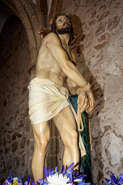 Wielki Tydzień Jezus Przywiązany Kolumny Procesji Tradycji Talavera Reina Toledo — Zdjęcie stockowe
