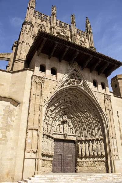 Facade Cathedral Huesca Spanyolország — Stock Fotó