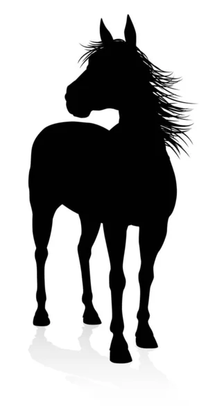 Ein Qualitativ Hochwertiges Sehr Detailliertes Pferd Silhouette — Stockvektor